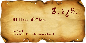 Billes Ákos névjegykártya